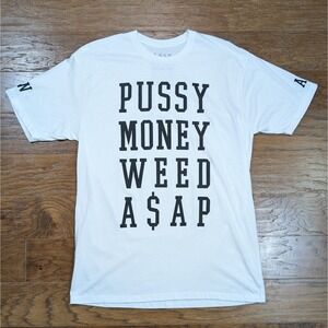 New A$AP Rocky Official Pu**y Money W**d Size X Large Rap‎ Tee 22x31 Rare